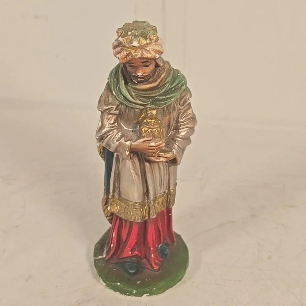 Vintage Nativity Black Wisemen King Made Italy 6.75